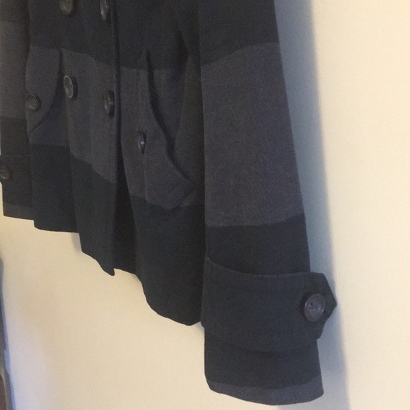 Gap blue & grey gray striped pea coat - Picture 4 of 6
